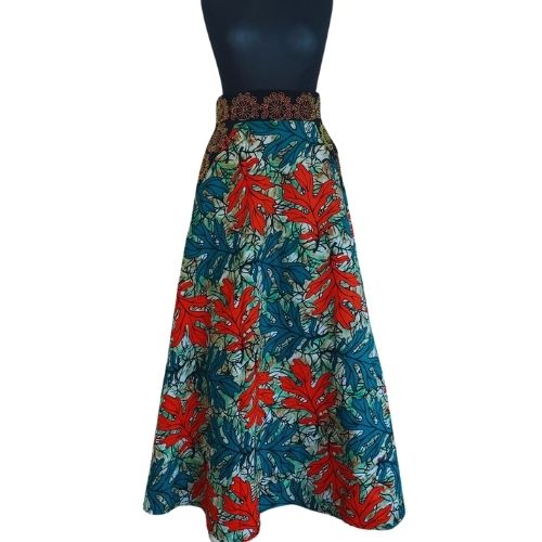 Ankara full flair embellised wrap skirt with free turban